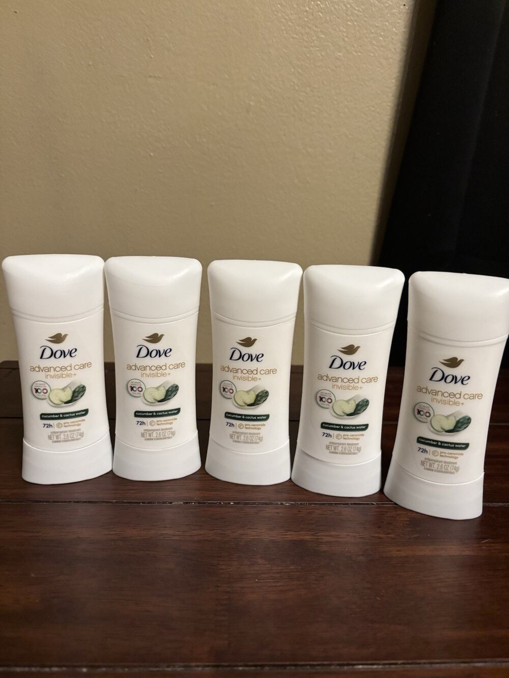 Dove Advanced Care Invisible+ 72HR Deodorant Cucumber & Cactus Water 2.6Oz 5 PK
